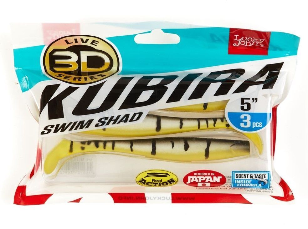 Силиконовая приманка Lucky John Kubira Swim Shad 5.0in 125 мм 3 шт PG23 3D Series  140420-PG23 — крупный план
	                                    2