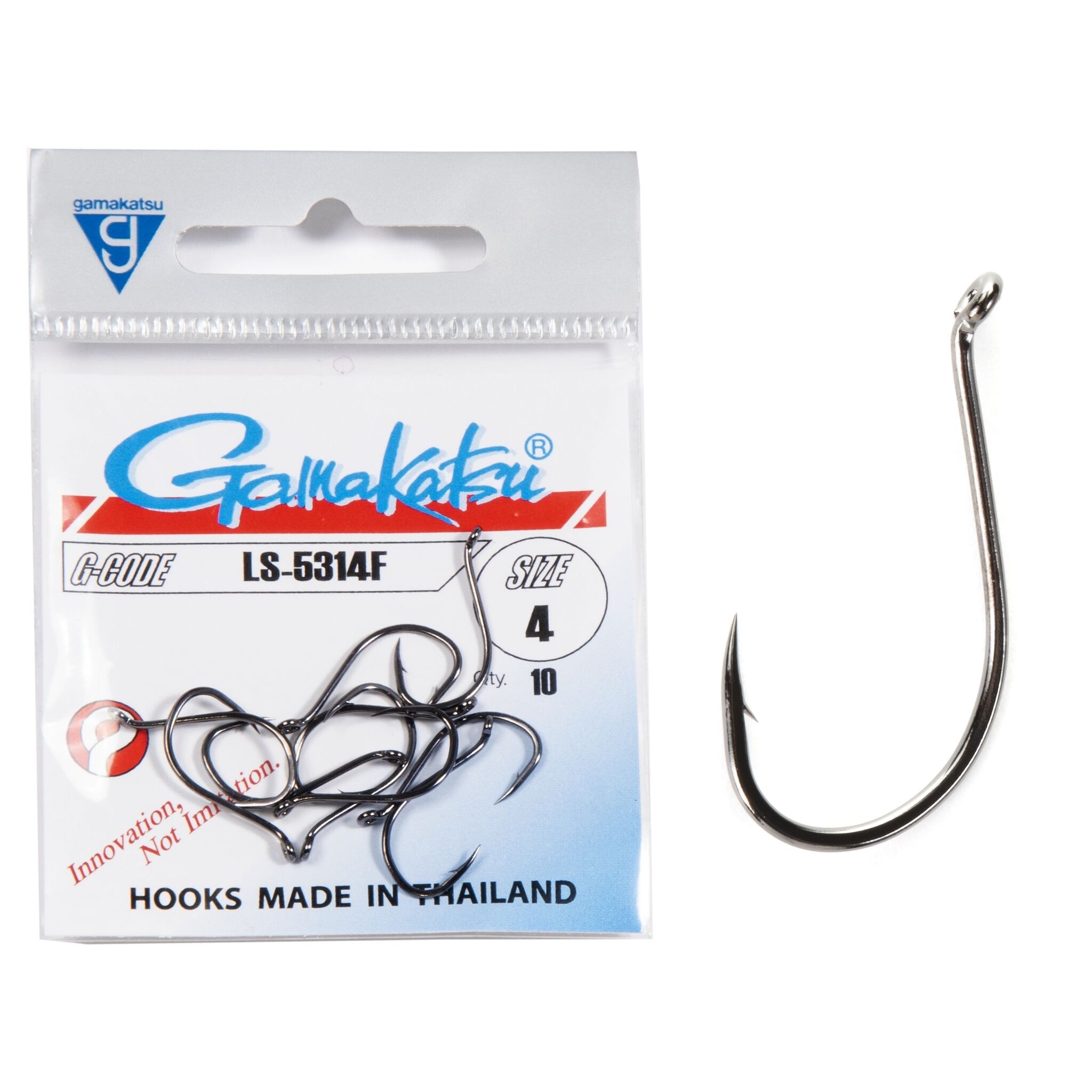Крючок Одинарный Gamakatsu LS-5314F Hooks Black №4 10 шт    146625-004 — характеристики,  особенности конструкции