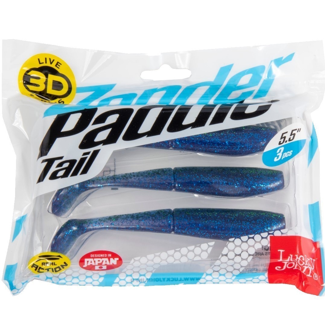 Силиконовая приманка Lucky John Zander Paddle Tail 5.5in 140 мм 3 шт Z13 3D Series  140431-Z13 — крупный план
	                                    2