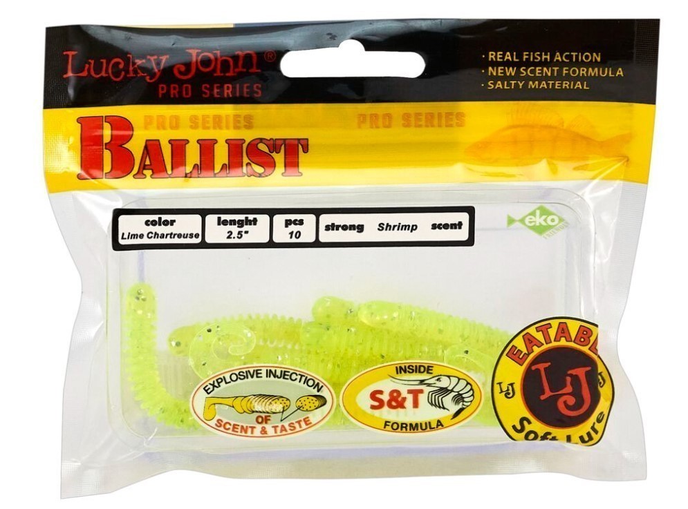 Силиконовая приманка Lucky John Ballist 2.5in 63 мм 10 шт 071 Pro Series  140101-071 — крупный план
	                                    2