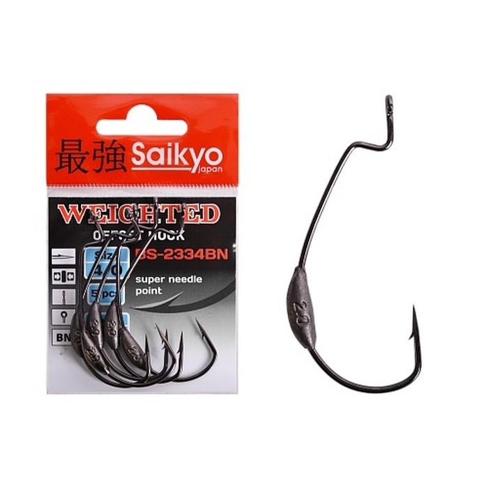 Крючок Офсетный Saikyo BS-2334 Weighted №4/0 5 шт BN   BS-2334BN4/0-5 — характеристики,  особенности конструкции