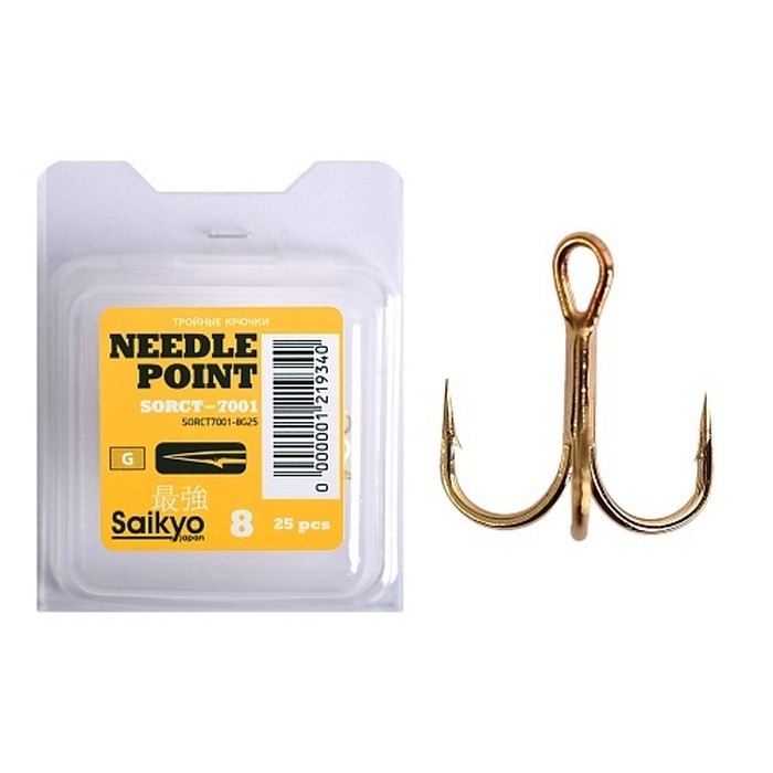 Крючок Тройной Saikyo 7001 №8 25 шт G   SORCT7001-8G25 — характеристики,  особенности конструкции