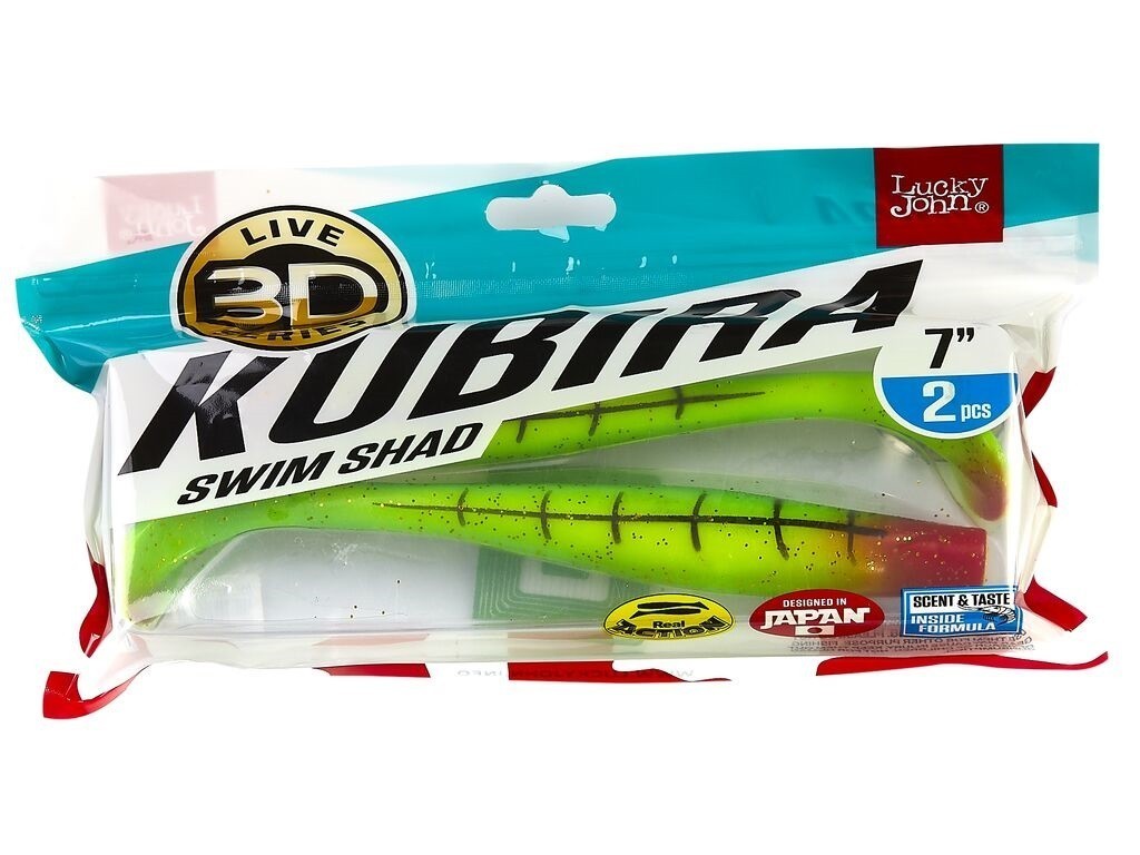 Силиконовая приманка Lucky John Kubira Swim Shad 7.0in 175 мм 2 шт PG15 3D Series  140421-PG15 — крупный план
	                                    4