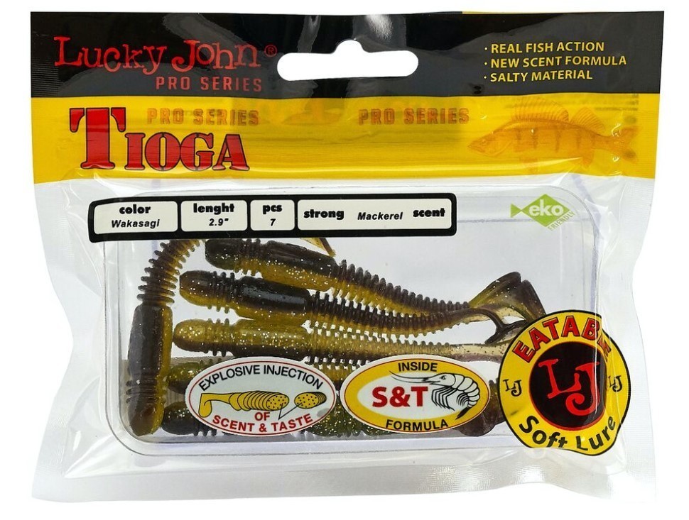 Силиконовая приманка Lucky John Tioga 2.9in 75 мм 7 шт T36 Pro Series  140103-T36 — крупный план
	                                    2
