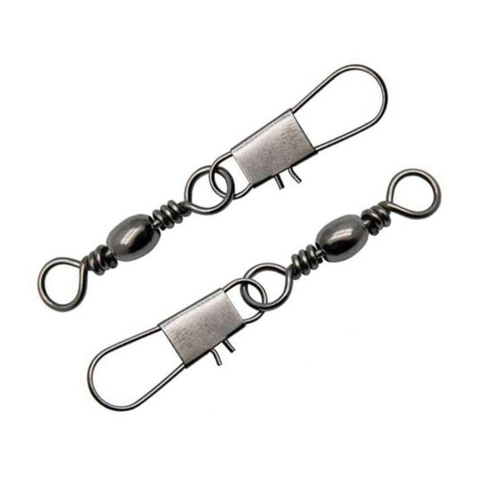 Вертлюг с застежкой Lucky John Barrel And Interlock №010 7 шт Black Pro Series  LJP5103-010 — крупный план
	                                    1