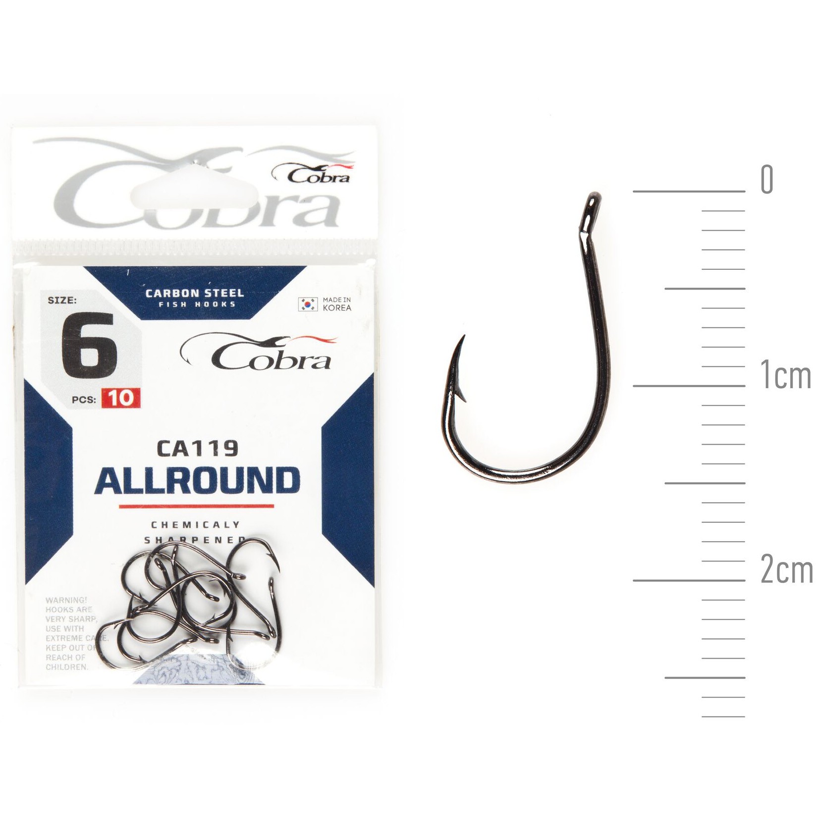 Крючок Одинарный Cobra Allround Hinnu CA119 №6 10 шт    CA119-006 — крупный план
	                                    1