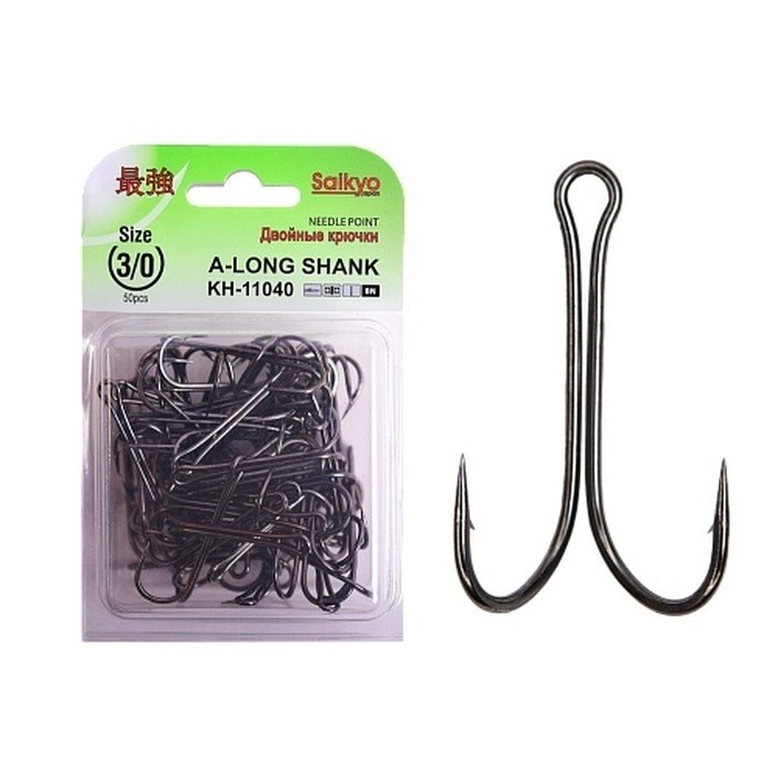 Крючок Двойной Saikyo KH-11040 Long Shank №3/0 50 шт BN   KH-11040-3/0-50 — характеристики,  особенности конструкции