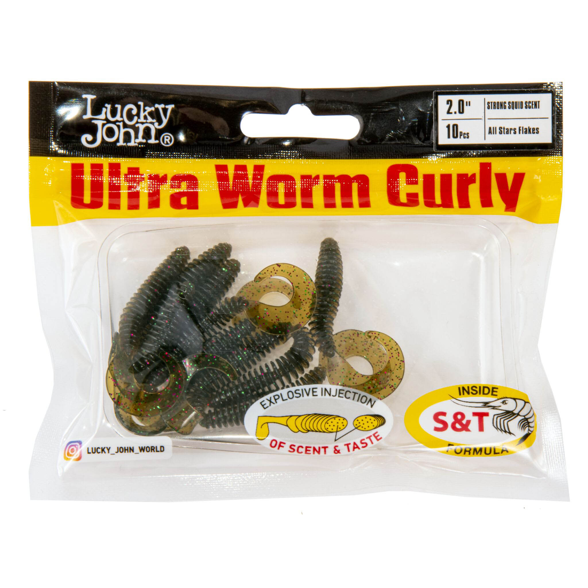 Силиконовая приманка Lucky John Ultraworm Curly 2.0in 50 мм 9 шт PA03 Pro Series  140198-PA03 — крупный план
	                                    2