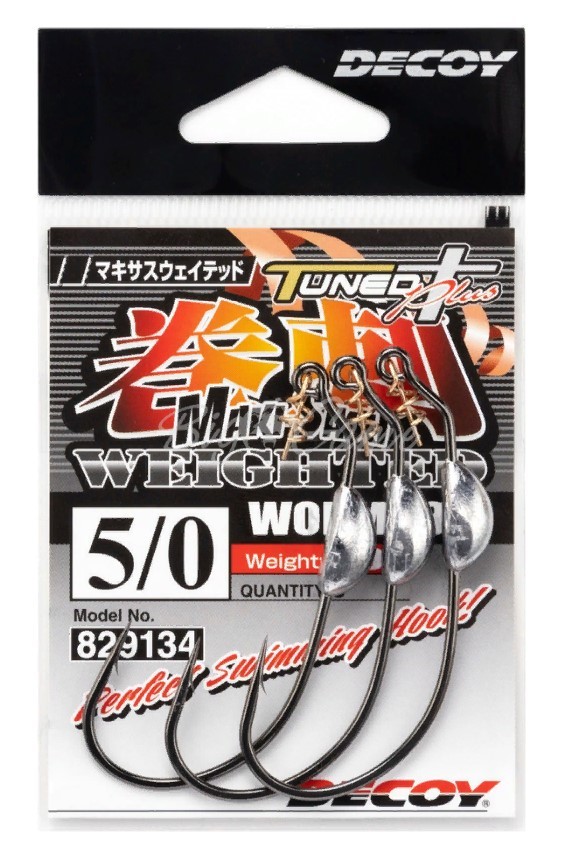 Крючок Офсетный Decoy Makisasu Weighted Worm 130 №5/0 3 шт — крупный план
	                                    1