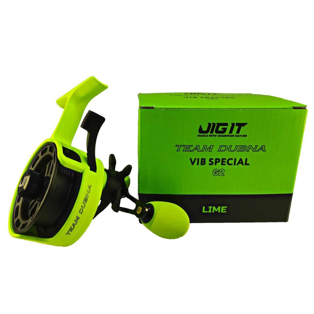 Катушка Jig It Team Dubna Vib Special G2 Lime Левая   JIR-VSG2L-L — крупный план
	                                    3
