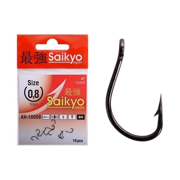 Крючок Одинарный Saikyo KH-10008 Idumezina №0.8 10 шт BN   KH-10008BN0.8-10 — характеристики,  особенности конструкции