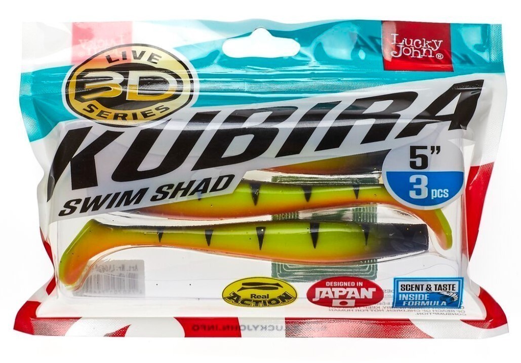 Силиконовая приманка Lucky John Kubira Swim Shad 5.0in 125 мм 3 шт PG14 3D Series  140420-PG14 — крупный план
	                                    2