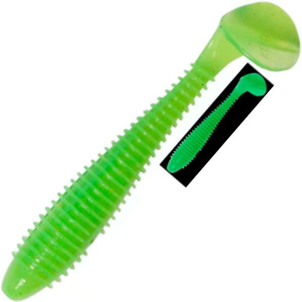 Силиконовая приманка Keitech Swing Impact Fat 3.3 83 мм 7 шт 026 Clear Chartreuse Glow — крупный план
	                                    2