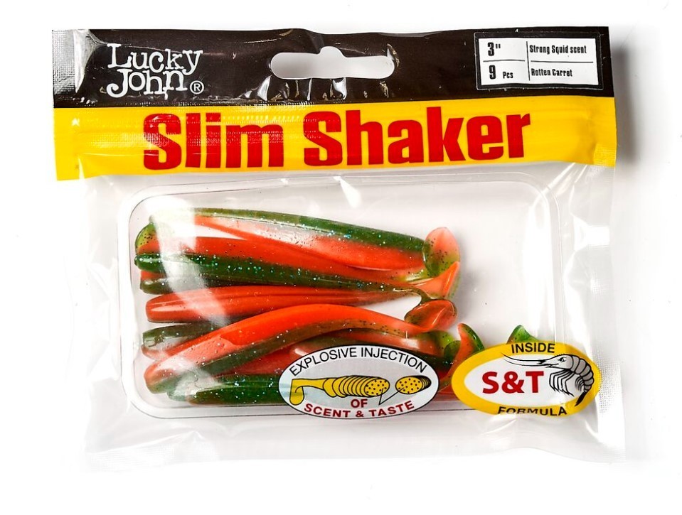 Силиконовая приманка Lucky John Slim Shaker 3in 76 мм 9 шт T56 Pro Series  140182-T56 — крупный план
	                                    2