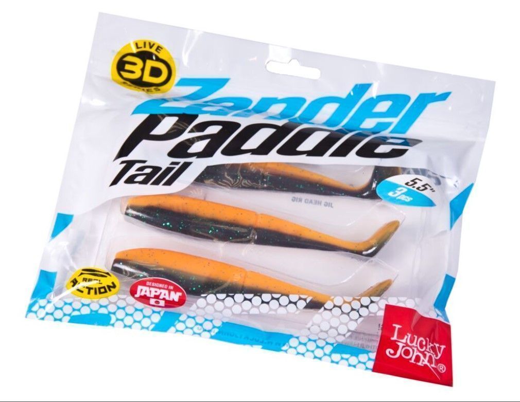 Силиконовая приманка Lucky John Zander Paddle Tail 5.5in 140 мм 3 шт Z07 3D Series  140431-Z07 — крупный план
	                                    2