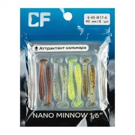 Силиконовая приманка CF Company Nano Minnow 1.6 40 мм 8 шт M17   6-40-M17-6 — крупный план
	                                    1