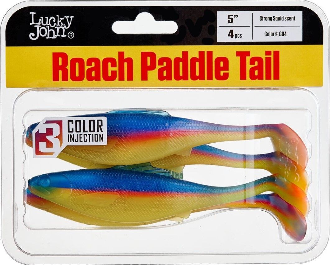 Силиконовая приманка Lucky John Roach Paddle Tail 5.0in 127 мм 4 шт G04 Pro Series  140181-G04 — крупный план
	                                    2