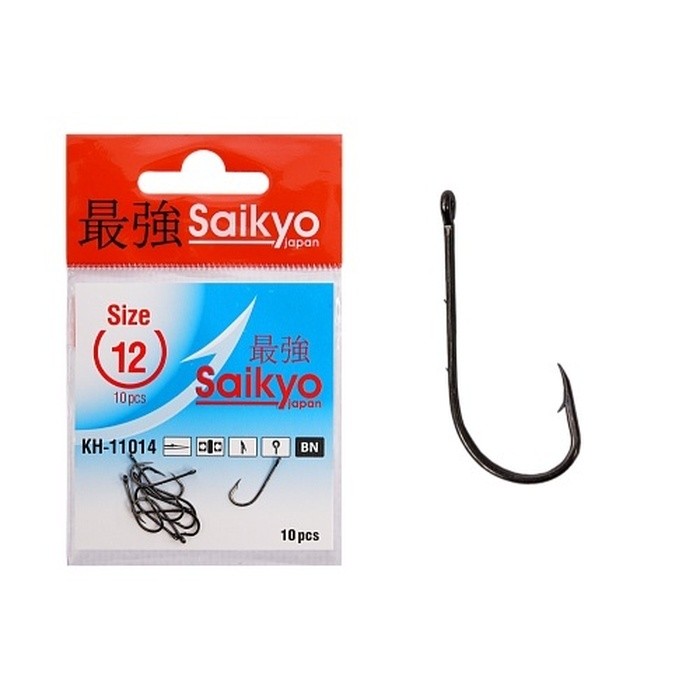 Крючок Одинарный Saikyo KH-11014 Bait Holder №12 10 шт BN   KH-11014BN12-10 — характеристики,  особенности конструкции