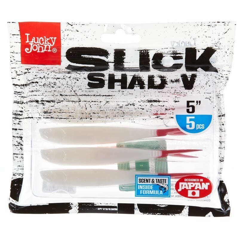 Силиконовая приманка Lucky John Slick Shad-V 5.0in 127 мм 5 шт 009 3D Series  140423-009 — крупный план
	                                    2