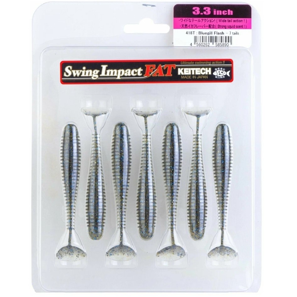 Силиконовая приманка Keitech Swing Impact Fat 3.3 83 мм 7 шт 418 Bluegill Flash — крупный план
	                                    1