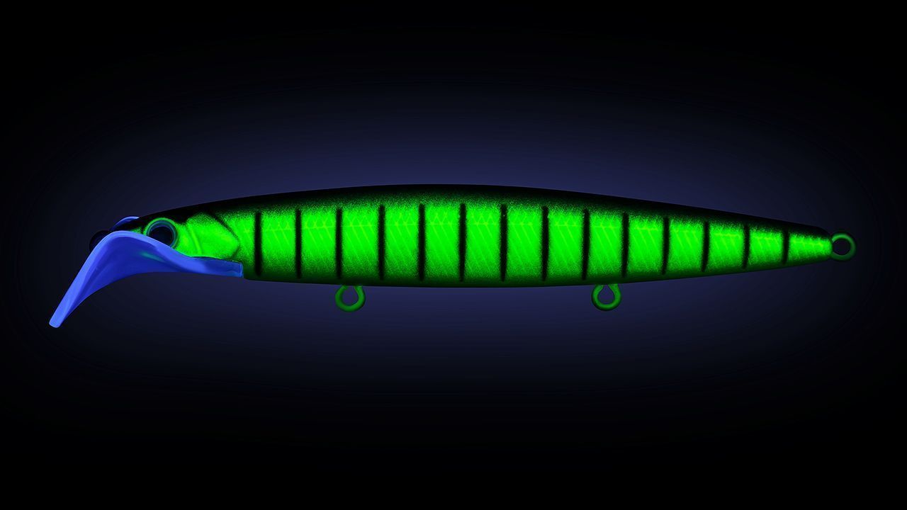 Воблер Strike Pro Scooter Minnow 110F 597S Blue Mat Tiger 11,8 гр   EG-186F#597S — крупный план
	                                    1