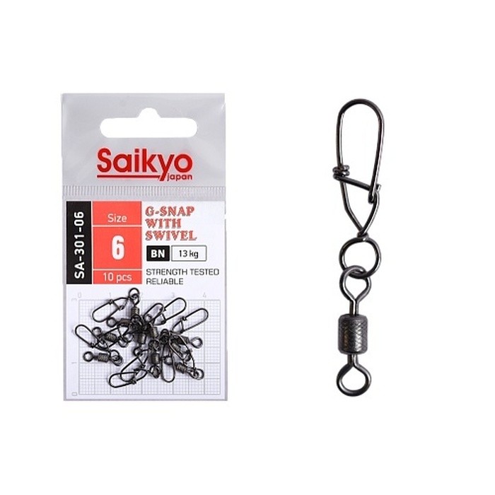 Вертлюг с застежкой Saikyo SA-301 №6 10 шт BN   SA-301-06 — характеристики,  особенности конструкции