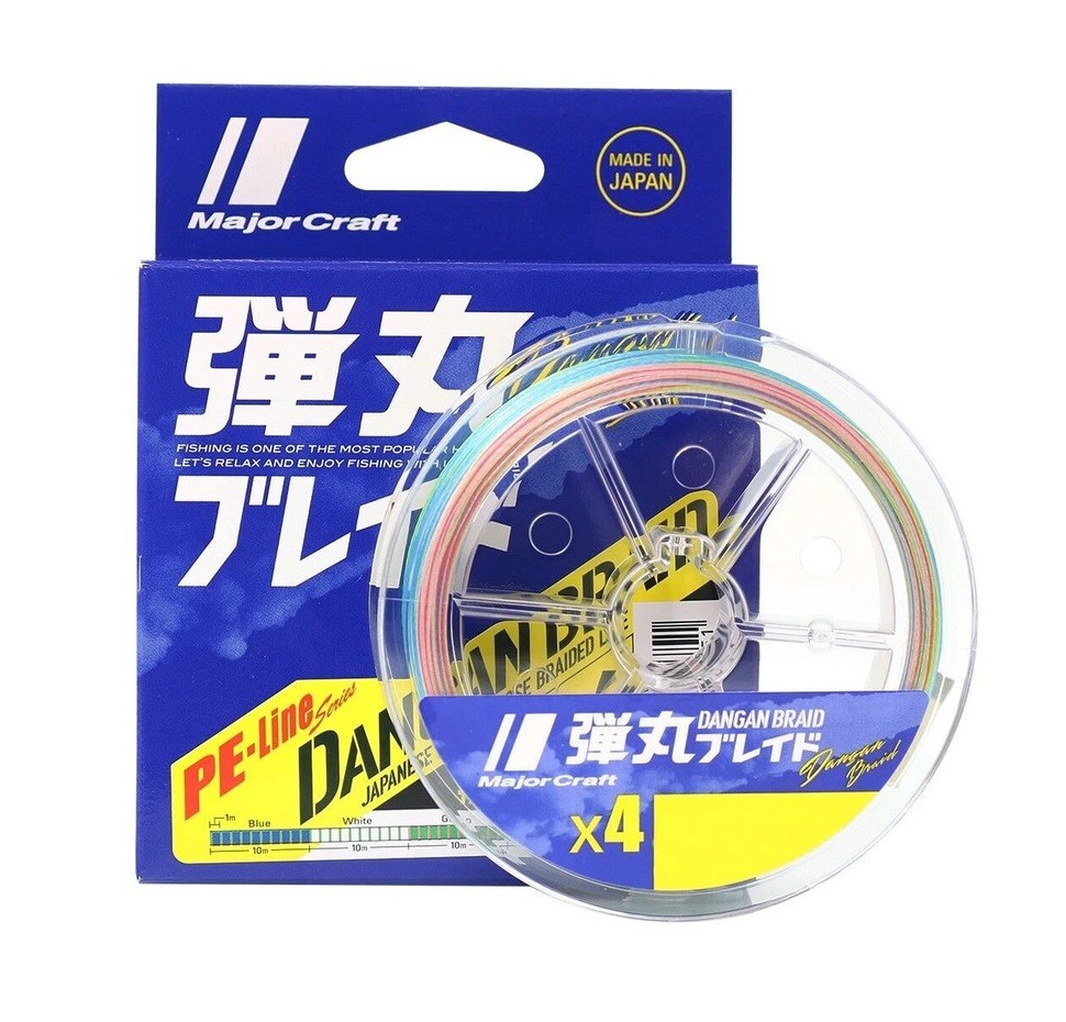 Плетеный шнур Major Craft Dangan Braid X4 150 м  PE # 0,6 Мультиколор 0,128 мм   DB4-150/0.6MC — характеристики,
	                                    особенности конструкции