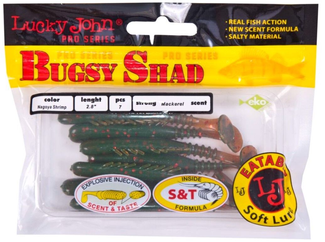 Силиконовая приманка Lucky John Bugsy Shad 2.8in 72 мм 7 шт 085 Pro Series  140107-085 — крупный план
	                                    2