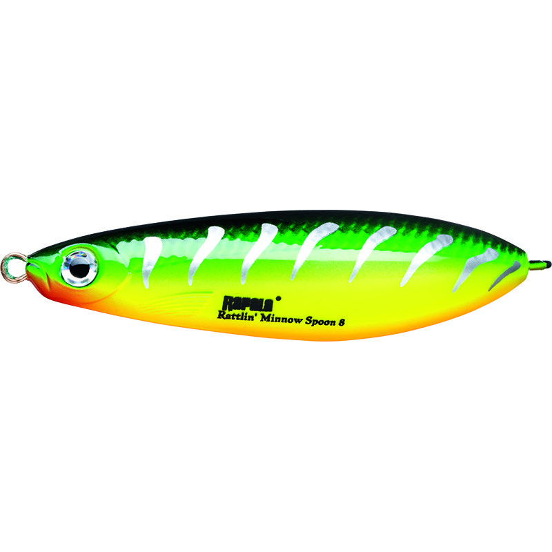 Колеблющаяся Блесна Rapala Rattlin' Minnow Spoon 08 16 гр 80 мм FRB   RMSR08-FRB — характеристики,  особенности конструкции