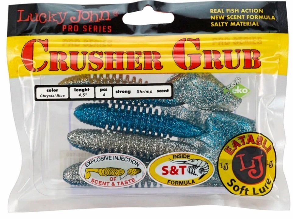 Силиконовая приманка Lucky John Crusher Grub 4.5in 114 мм 4 шт T05 Pro Series  140158-T05 — крупный план
	                                    2