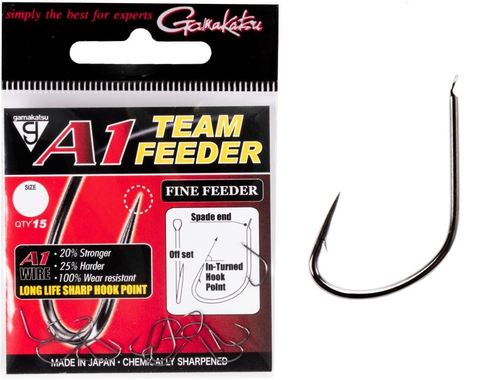 Крючок Одинарный Gamakatsu A1 Team Feeder Hooks Fine Feeder №14 15 шт    185076-014 — крупный план
	                                    1