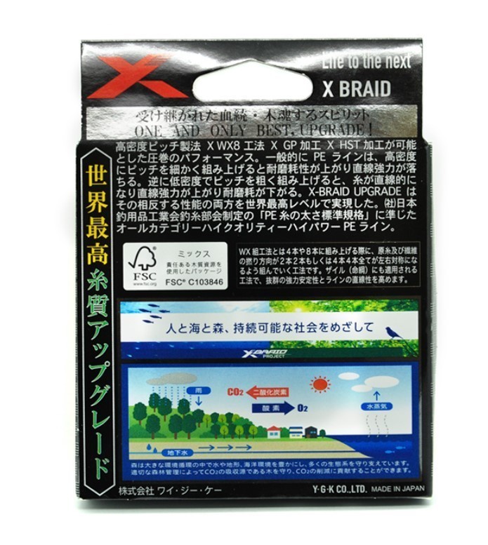 Плетеный шнур YGK X-Braid Upgrade X8 200 м  PE # 1,5 Green 0,205 мм — крупный план
	                                    2