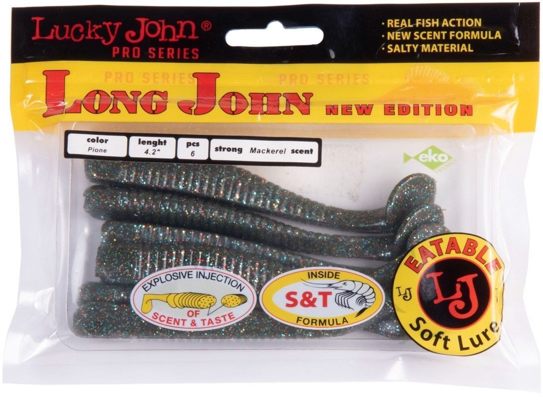Силиконовая приманка Lucky John Long John 4.2in 107 мм 6 шт F08 Pro Series  140134-F08 — крупный план
	                                    2