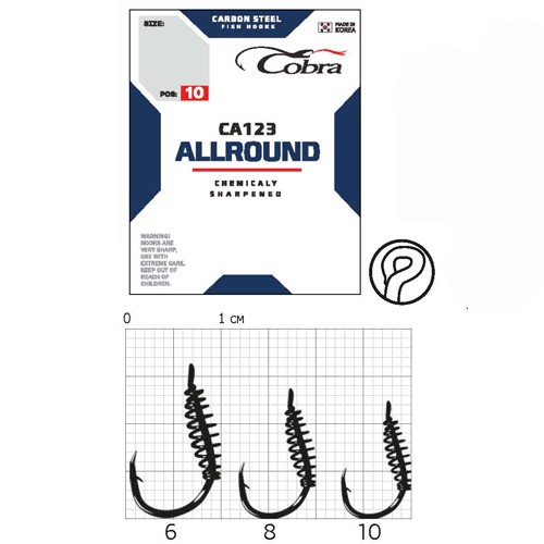 Крючок Одинарный Cobra Allround Pasteholder CA123 №6 10 шт    CA123-006 — крупный план
	                                    1