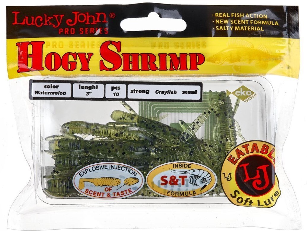Силиконовая приманка Lucky John Hogy Shrimp 3.0in 76 мм 10 шт PA01 Pro Series  140140-PA01 — крупный план
	                                    2
