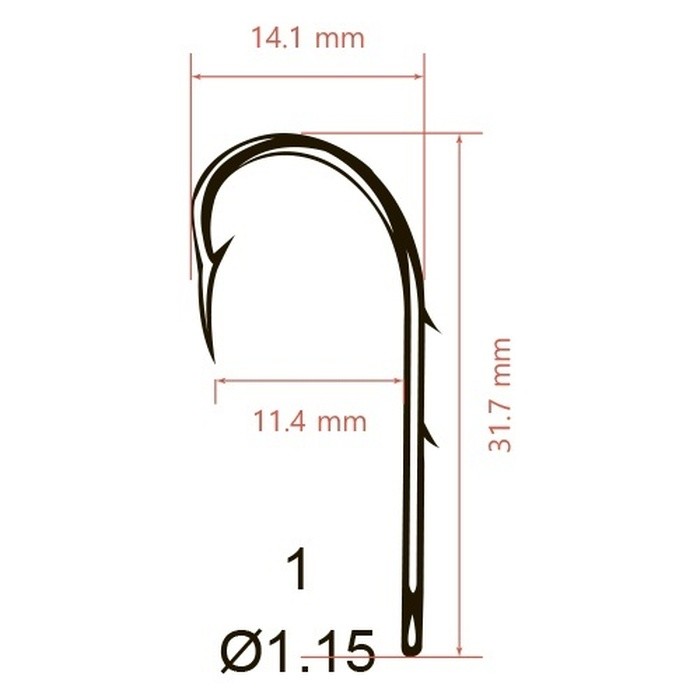 Крючок Одинарный Saikyo KH-11014 Bait Holder №1 10 шт BN   KH-11014BN1-10 — крупный план
	                                    2