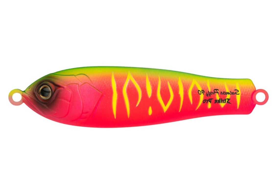 Колеблющаяся Блесна Strike Pro Salmon Profy 90 22,4 гр 90 мм A230S Watermelon Mat Tiger   PST-03C#A230S-A230S — характеристики,  особенности конструкции