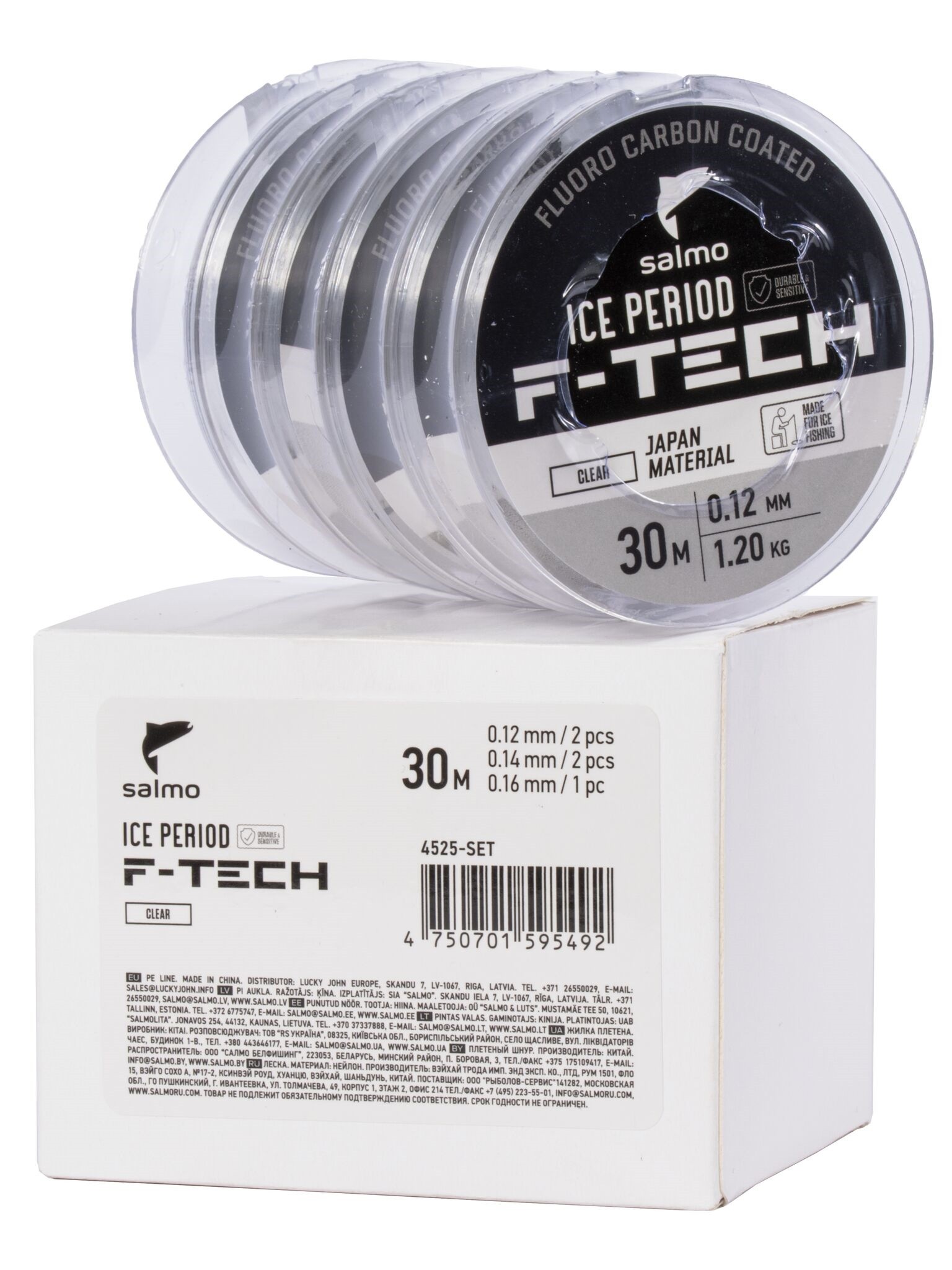 Леска монофильная Salmo Ice Period F-Tech 30 м 0,16 мм Clear 5 штук, диам: 0,12; 0,14; 0,16  4525-SET — характеристики,
	                                    особенности конструкции