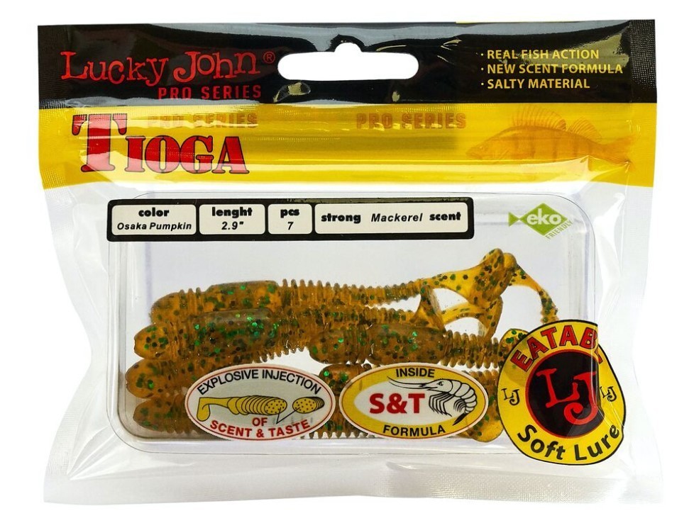 Силиконовая приманка Lucky John Tioga 2.9in 75 мм 7 шт PA19 Pro Series  140103-PA19 — крупный план
	                                    2
