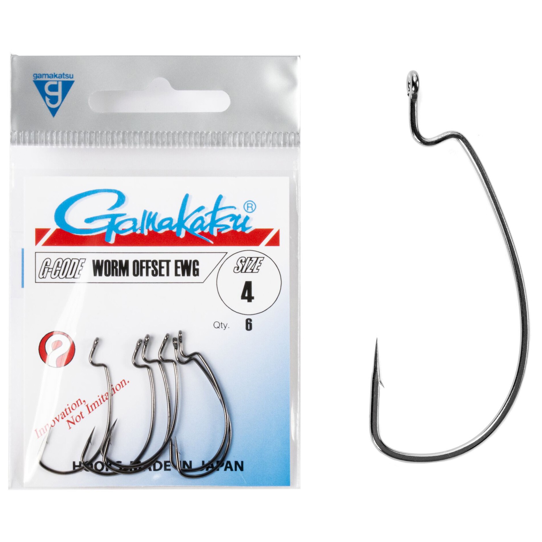Крючок Офсетный Gamakatsu Worm Offset EWG Hooks Black №4 6 шт    146842-004 — крупный план
	                                    1