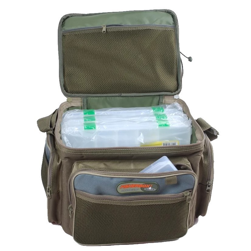 Сумка Fisherbox C102  42х26х30 см  в комплекте 4 коробки Fisherbox: 310-2шт 310В-1шт 216-1шт — крупный план
	                                    1
