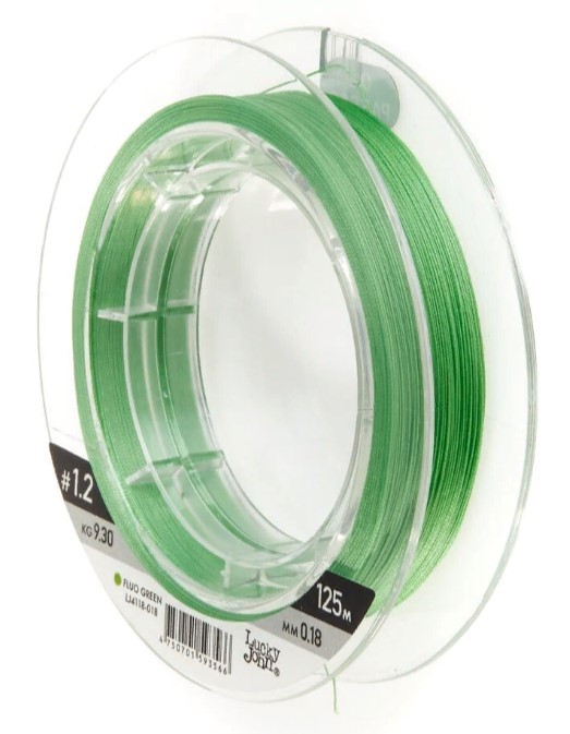 Плетеный шнур Lucky John Vanrex х8 Braid 125 м  PE # 1,2 Fluo Green 0,18 мм   LJ4118-018 — характеристики,
	                                    особенности конструкции