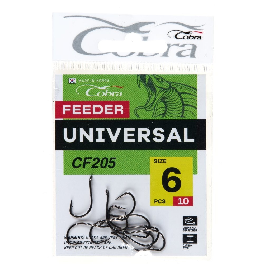 Крючок Одинарный Cobra Feeder Universal CF205 №6 10 шт    CF205-006 — крупный план
	                                    2