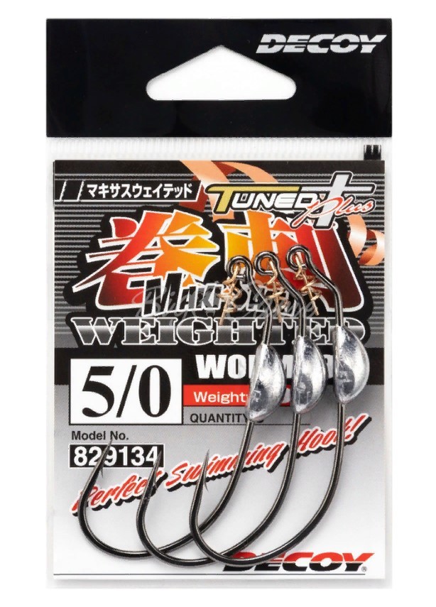 Крючок Офсетный Decoy Makisasu Weighted Worm 130 №3/0 4 шт — крупный план
	                                    1