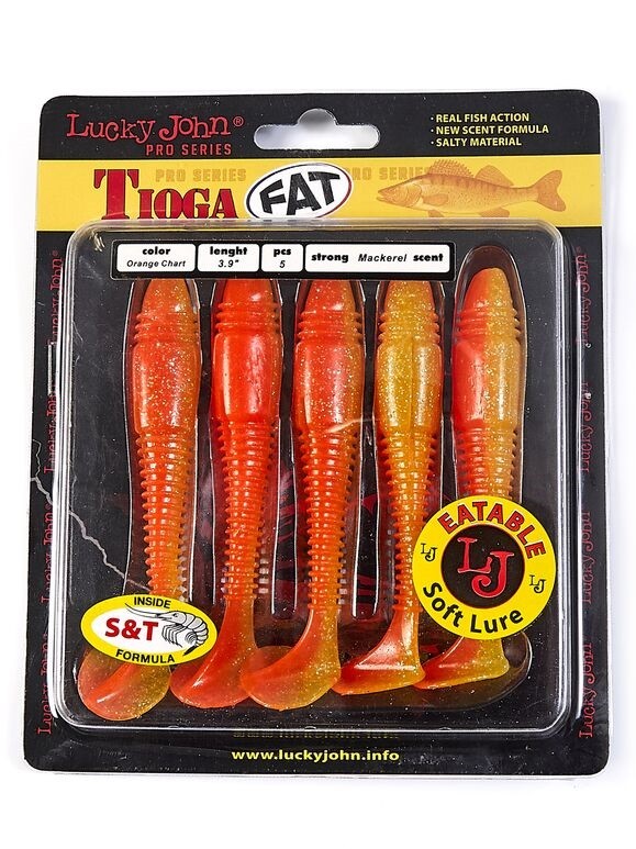 Силиконовая приманка Lucky John Tioga Fat 3.9in 100 мм 5 шт T26 Pro Series  140146-T26 — крупный план
	                                    1