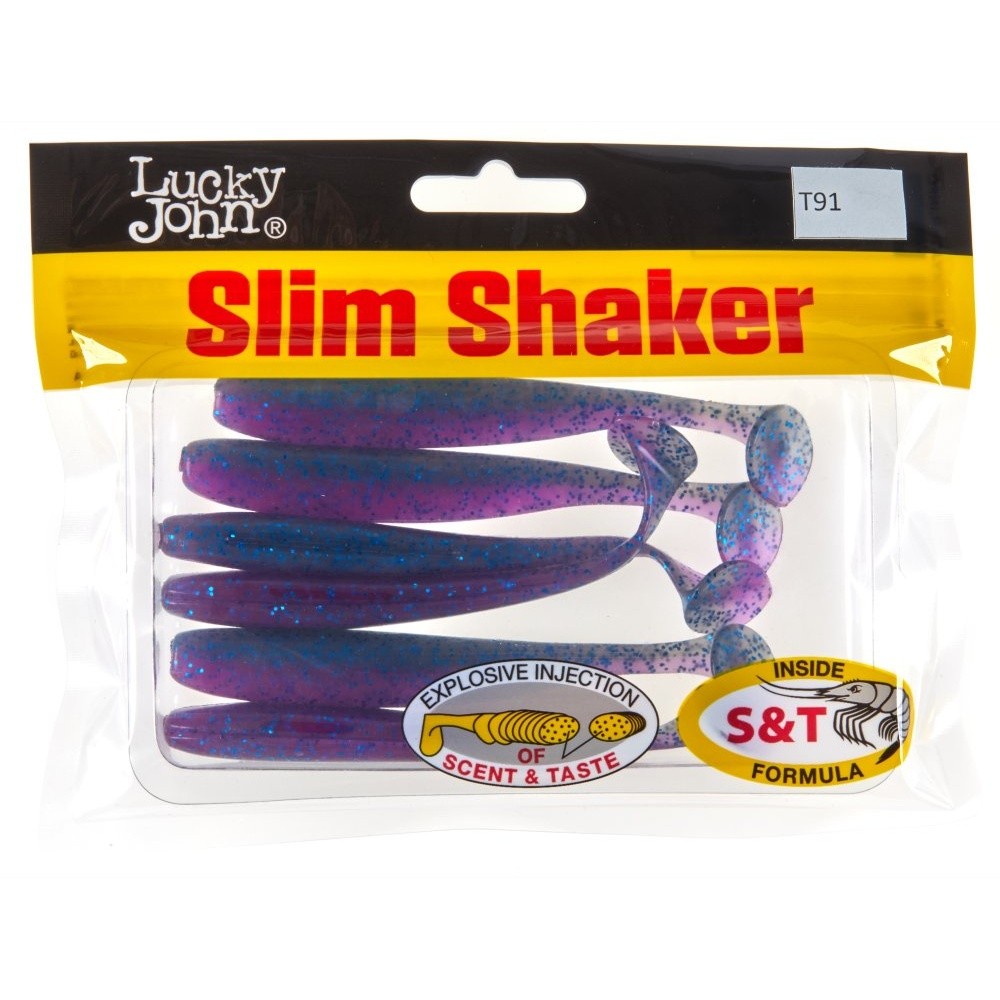 Силиконовая приманка Lucky John Slim Shaker 4in 100 мм 6 шт T91 Pro Series  140183-T91 — крупный план
	                                    2