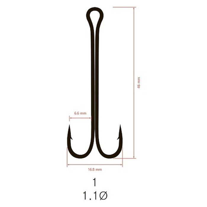 Крючок Двойной Saikyo KH-11040 Long Shank №1 100 шт BN   KH-11040-1-100 — крупный план
	                                    2