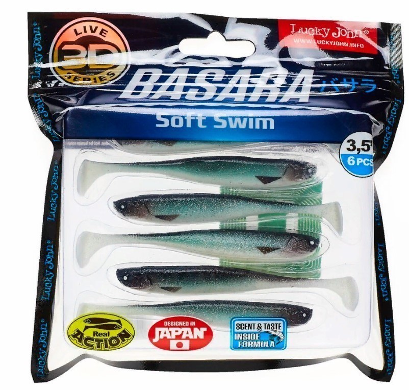 Силиконовая приманка Lucky John Basara Soft Swim 3.5in 89 мм 6 шт PG07 3D Series  140403-PG07 — крупный план
	                                    2