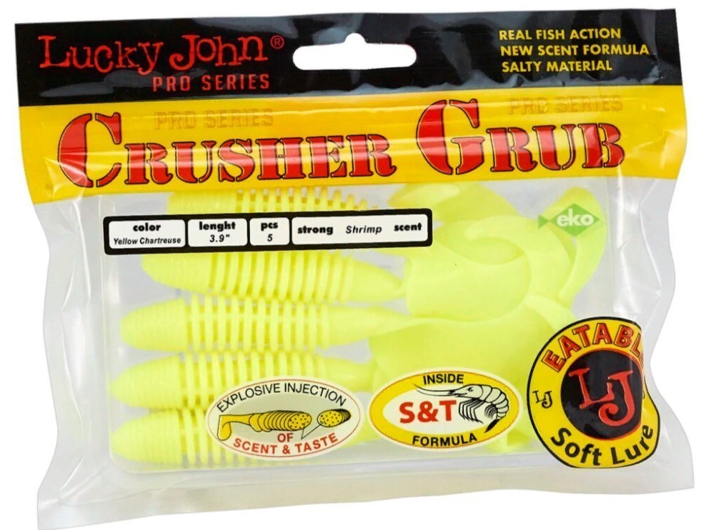 Силиконовая приманка Lucky John Crusher Grub 3.9in 99 мм 5 шт S88 Pro Series  140157-S88 — крупный план
	                                    2