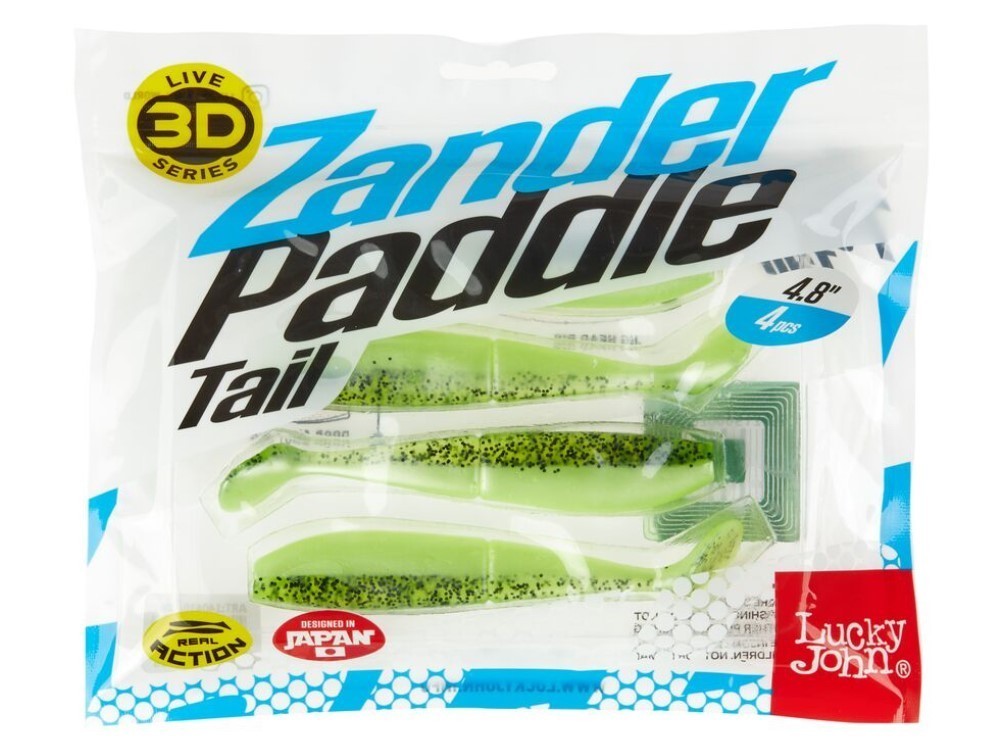 Силиконовая приманка Lucky John Zander Paddle Tail 4.8in 120 мм 4 шт Z06 3D Series  140430-Z06 — крупный план
	                                    2